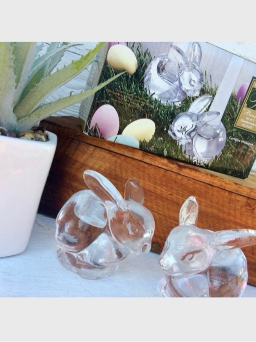 Vintage taper candleholders bunny rabbit shape Crystal Clear Industries Set Of 2